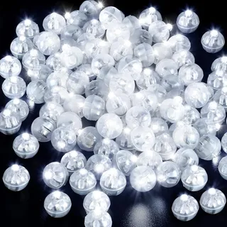 TaimeiMao 50 Stück LED Ballonlichter Weiß, Runde Mini LED Luftballon Licht Leuchtkugeln Klein Für Papier Lampions, Hochzeit, Weihnachten, Party, Geburtstag, Halloween Deko (Weiß)