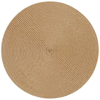 Haus und Deko Platzset Platzset rund ca. 35 cm Ø abwaschbar Bast Optik Tischset Platzdeckche, (1-St) gelb