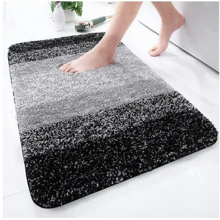LuxusKollektion Badematte Badematte Badteppich Mikrofaser rutschfest waschbar 51x76 cm Schwarz bunt