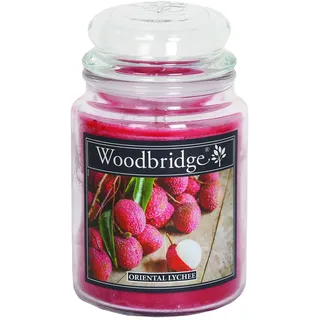 Woodbridge Große Duftkerze im Glas mit Deckel | Oriental Lychee | Duftkerze Fruchtig | Kerzen lange Brenndauer | Raumduft für Zuhause | Kerze 2 Docht