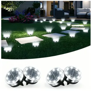pedete LED Solarleuchte Solar-Bodenstrahler für den Außenbereich LED-Lampen Garten 4 Stück, Solar-Lampe, Bodenleuchte, Gartenstrahler, Tageslichtweiß,Warmweiß, Solar lampen für außen,gartendeko,Solar-Erdspieß weiß