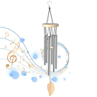 Windspiele für Draußen, Klangspiel mit 6 Aluminiumlegierung Röhren im Freien, Sympathie Glockenspiele Hängend Metall Trauer Windspiele, Aluminium Wind Chimes für Balkon Garten Heimdekoration Geschenk