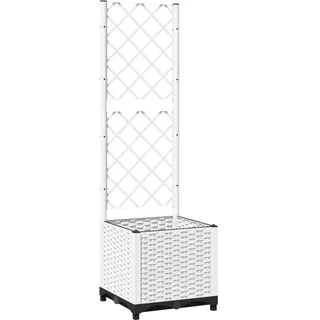 vidaXL Pflanzkübel mit Rankgitter 40 x 40 x 136 cm Weiß