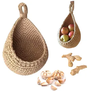 NatüRliche Woven Obst Korb,Gewebter Obst-HäNgekorb,Frucht GemüSe HäNgematte,GemüSe- Und Obstkorb Zum AufhäNgen An Der Wand, GroßEr Gewebter Obstkorb,Obstkorb FüR Die Aufbewahrung In Der KüChe (#1)