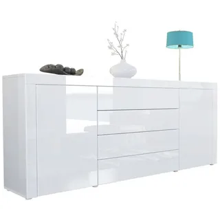 Vladon Sideboard 167 x 72 x 35 cm Weiß Hochglanz