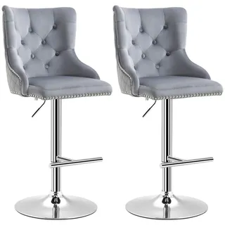 Homcom Barhocker 46 x 55 x 102-123 cm Grau/Silber