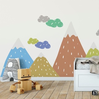 Ambiance Wandsticker für Kinder, Dekoration für Kinderzimmer, selbstklebend, riesig, für Kinder, Skandinavische Berge, Dipaka, 40 x 60 cm