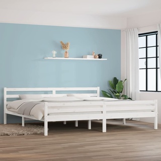 ZEYUAN Massivholzbett, Bettrahmen, Bett, Badezimmer Möbel, Holz Bett, Weiß 200x200 cm