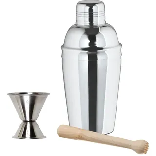 ich-zapfe Cocktail Shaker Set 16-teilig Edelstahl Pink/Silber/Weiß