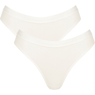SLOGGI Damen Slips High Leg 2P 2er Pack GO Casual High Leg Unterwäsche, Unterhose, Baumwolle, Logo, einfarbig Weiß