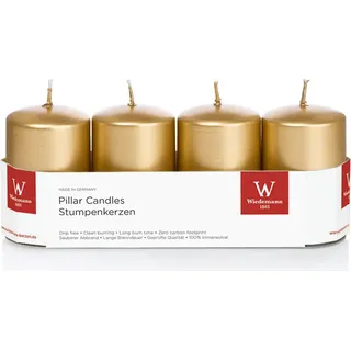 Wiedemann Kerzen Stumpenkerzen 80 x 50 mm 4 Stück Gold