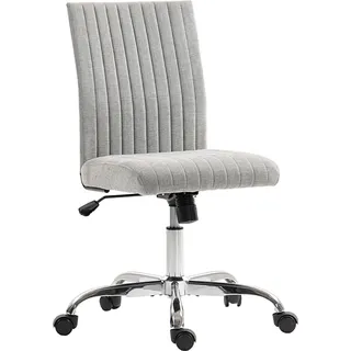 HOMCOM Bürostuhl ohne Armlehnen mit Höhenverstellung und Drehbarem Sitz, Ergonomischer Bürostuhl mit Rollen und Bezug aus Stoff, Grau   Aosom