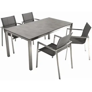 Garden Pleasure Sienna grau, silber Kunststoff, Metall, 5-teilig