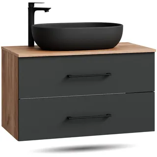 Planetmöbel Waschtischunterschrank 90 x 60 cm Schwarz
