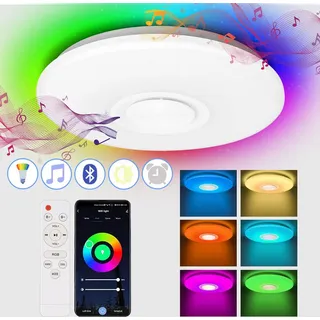 TolleTour 36W LED Deckenleuchte mit Sternenhimmel-Effekt, Fernbedienung, Lautsprecher und Bluetooth-Musik