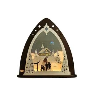 Lichterbogen WEIGLA "Bergkapelle, Weihnachtsdeko" Schwibbögen Gr. H/T: 53 cm x 9 cm, schwarz (schwarz, natur) Schwibbögen Weihnachtspyramiden in 3D Optik
