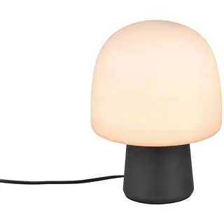 TRIO Leuchten LED Nachttischlampe, Dimmfunktion, LED wechselbar, Warmweiß, kleine coole Pilzlampe für Fensterbank mit Glasschirm, Höhe 27cm schwarz