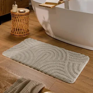 Wecon Home Badteppich Fiete – Hoch-Tief-Struktur, waschbar 30°C, rutschhemmend (70 x 120 cm, seiden grau)