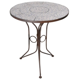 esschert design Gartentisch (Set, 3-St), Bistrotisch mit Keramik Oberfläche, Gestell aus Metall blau|braun|bunt|weiß