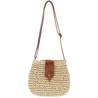 Zyluniy Strohtaschen Damen Sommer Vintage Tasche Strandtasche Umhängetasche Klein Strohtasche Boho Style Strandtasche Klein Sommertaschen Damen für Strand Vacation - Einheitsgröße