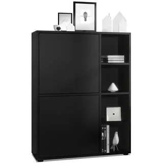 Vladon Highboard 79 x 105,5 x 35,5 cm Schwarz matt