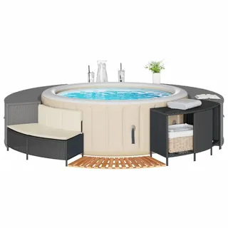 Verderoom Whirlpool umrandung Poolumrandung Witterungsbeständig Poolumrandung Poolverkleidung Whirlpool Umrandung Polyrattan Verkleidung Einfassung Rund-Typ 1