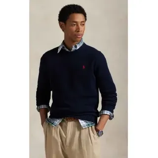 Polo Ralph Lauren für Herren. 710810846001 Marineblauer Baumwollpullover mit Rundhalsausschnitt (L), Lässig, Baumwolle, Klassisch