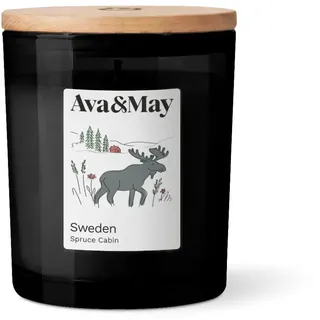 Ava&May Sweden Duftkerze 220g Holzig Vegan, 100% pflanzenbasiertes Wachs | Bis zu 60 Stunden Brenndauer.