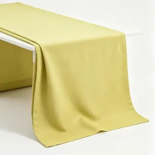 Tischläufer 40x180 Cm Grün Gelb - Wasserabweisend Und Fleckenresistent - Moderner Leinen-effekt Stoff - Pflegeleicht Skandinavisch