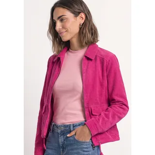 Cordjacke STREET ONE, Damen, Gr. 46, pink (magenta dream), Web, Obermaterial: 100% Baumwolle. Futter: 100% Polyester, unifarben, regular fit normal, V-Ausschnitt, Bündchen, Jacken, mit Tunnelzugsaum