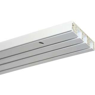 GARDINIA Vorhangschiene GE2 mit Profil für Blendenbefestigung, 3-läufig, Kunststoff, 150 cm, Weiß