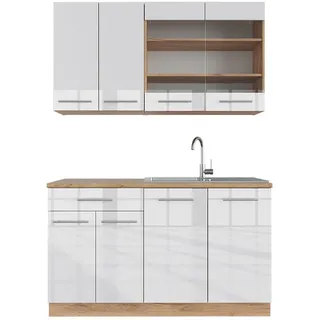 Vicco Küchenzeile Fame-Line 140 cm Weiß Hochglanz