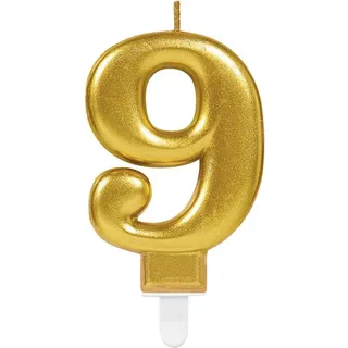 Amscan Sparkling Celebrations Zahlenkerze 9,3 cm gold