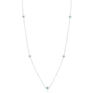 Tony Fein Silberkette Lange Silberkette mit blauem Auge Zirkonia Stein, Made in Italy für Damen und Herren silberfarben