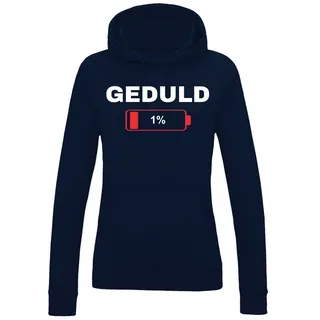 Youth Designz Kapuzenpullover "Geduld bei 1%" Damen Hoodie Pullover stylisch lustig Print Statement mit witzigen Aufdruck für Frau blau XS