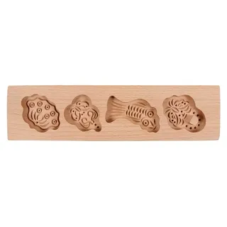 Holz Backform für Mondkuchen 4-fach mit glatten Kanten für selbstgemachte Kekse und Schokolade