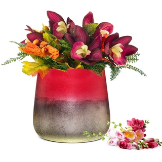 Sendez Blumentopf Blumenvase Barbara Tischvase Glasvase Dekovase Vase Blumentopf Pflanztopf rot