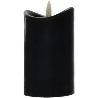 B & S LED Echtwachskerze Ø 7 x Höhe 12,5 cm mit Timer (Schwarz)