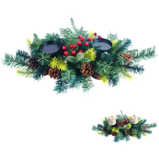 Vartegas Weihnachtskerzenringe Künstliche Weihnachts-Tannenkerzenringe Kerzenkranz Weihnachten Kerzenringe für Stabkerzen Christmas Candle Wreath Weihnachtskerzen Ringe