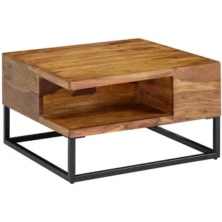 FineBuy Couchtisch Braun Sheesham 60 x 60 x 34,5 cm
