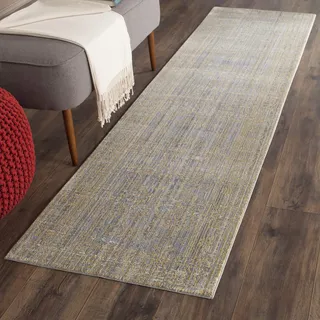 SAFAVIEH Boho Teppich für Wohnzimmer, Esszimmer, Schlafzimmer - Valencia Collection, Kurzer Flor, Grau und Gold, 69 X 244 cm