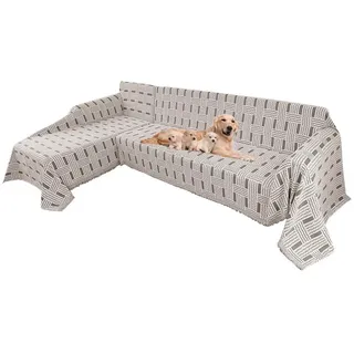Jibenhome Ecksofahusse Chenille Sofabezug Überwurf Ecksofa L Form Sofabezug, Überzug Universal Couchbezug grau
