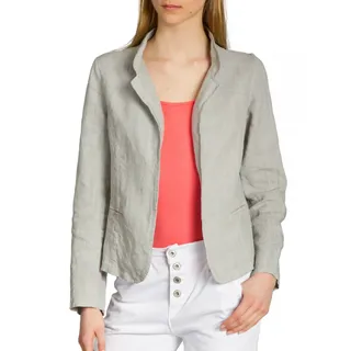 Caspar BZR004 kurzer Damen Leinen Sommer Blazer, Farbe:hellgrau, Größe:XXL - DE44 UK16 IT48 ES46 US14 - XXL