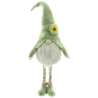 Dekoleidenschaft Wichtel "Blumenmütze" Dekofigur, Teleskop-Beine, max. 97 cm hoch, Dekowichtel, Frühlingswichtel stehend