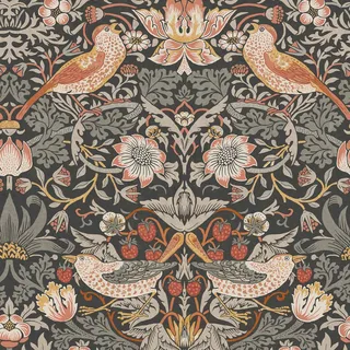 William Morris At Home Vliestapete Strawberry Thief 59 cm x 10 m grau