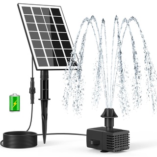SZMP Solar Springbrunnen für aussen 3.5W DIY Solar Teichpumpe 2024 Upgraded,8 DIY Effekte mit 16.4ft Kabel,2000mAh Batterie,Solar schwimmender Fontäne Pumpe für Gartenteich,Vogel-Bad,Fisch-Behälter