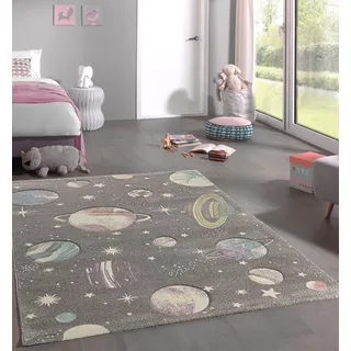 Mia ́s Teppiche Kira Kinderteppich - Design Weltraum/Planeten, 140 x 200 cm
