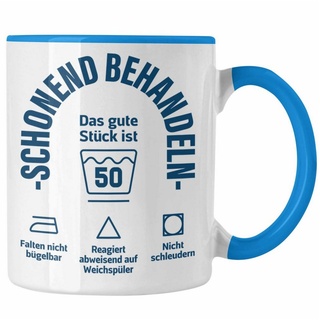 Trendation Tasse Trendation - 50. Geburtstag Geschenkidee Frau Frauen Männer Mann Tasse mit Sprüch 50er Geburtstag blau