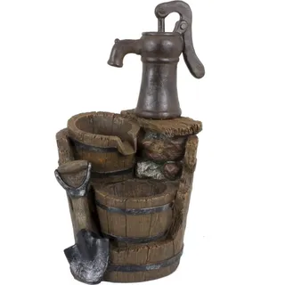 finehomegarden Zierbrunnen Gartenbrunnen Brunnen TRITON in Holz-/Stein-Optik mit Kaskade H60cm, (1 St), Polyresin Wasserspiel Garten / Paket braun