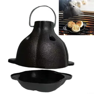 EpheyFIF Vorgebrannter Gusseisen-Dutch Oven Topf, Kartoffel-Knoblauchbräter, Bäcker, Knoblauchkocher, Knoblauchkocher, für Ofen, Grill, Herd, kleine Box